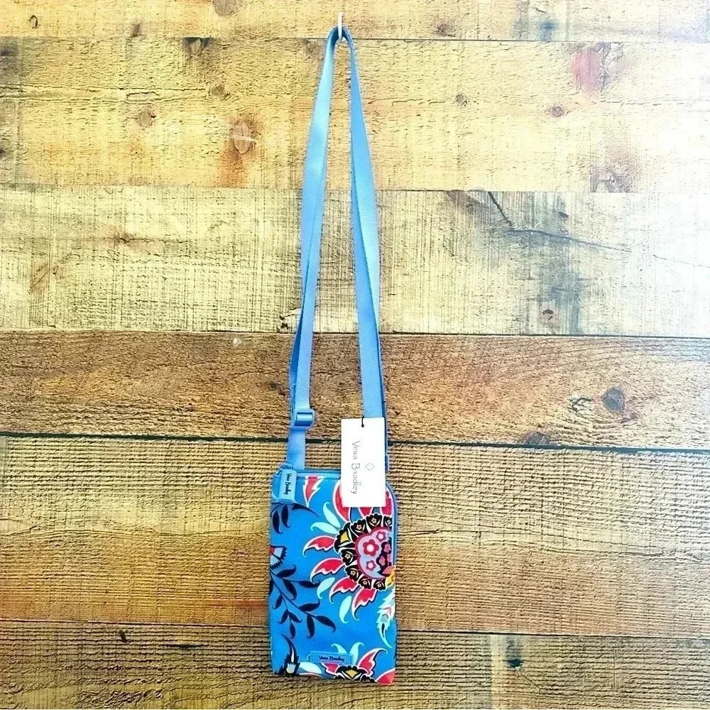 NWT Vera Bradley RFID Mini Cellphone Floral Nylon Exterior Crossbody Zip